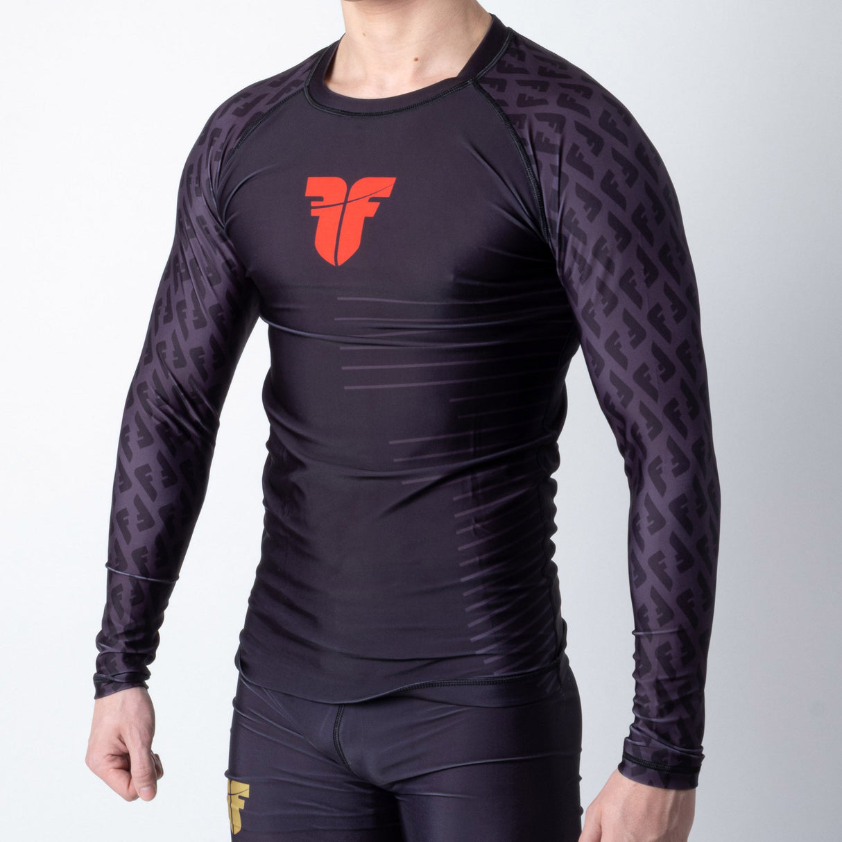 Long Sleeve Rash Guard Fighter - black/red, RSG-PRO-LS-01