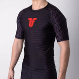 Short Sleeve Rash Guard Fighter - black/red, RSG-PRO-SS-01